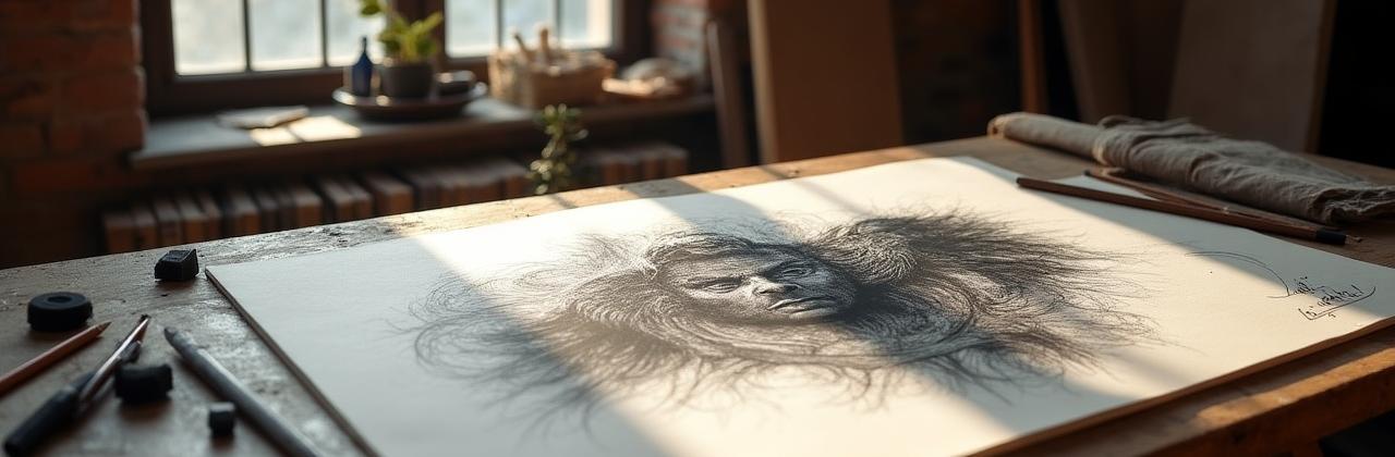 Students drawing in the Elysium Canvas studio in Dublin, surrounded by mythological sketches and illustrations